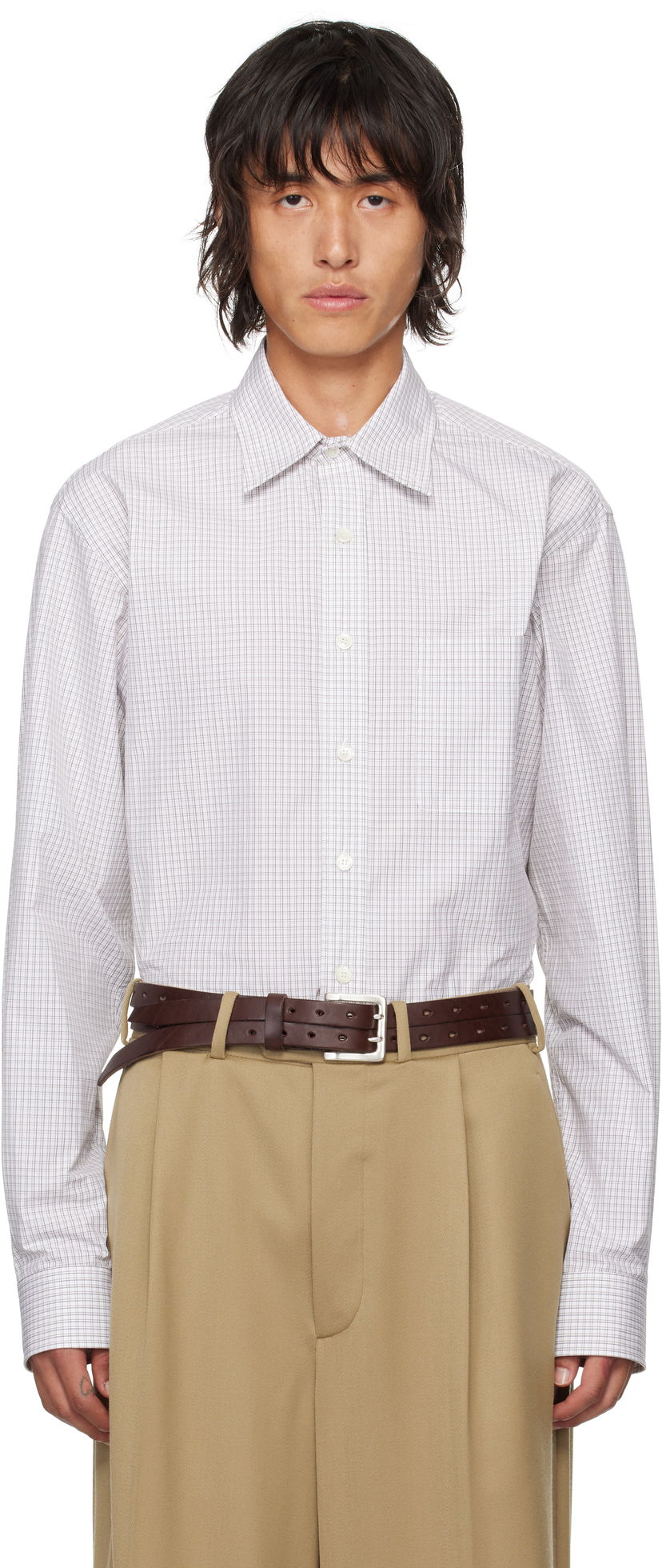 Srajce HED MAYNER Shirt Long Sleeve Check Bela | HMMZ60009A-HZ128