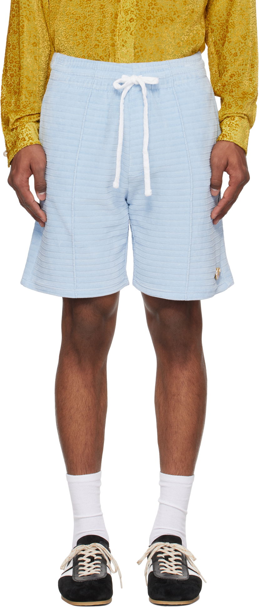 Kratke hlače Casablanca Casablanca Velour Stripe Shorts Modra | MS25-JTR-249-01