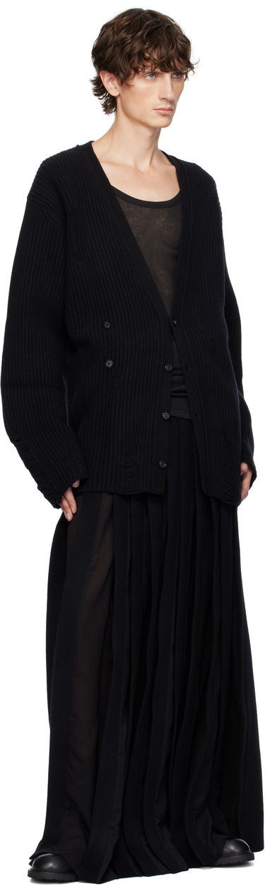 Pleteni pulover Ann Demeulemeester Ingemar Oversize Distressed Cardigan Črna | 2402-M-KN31-KN048-099, 3