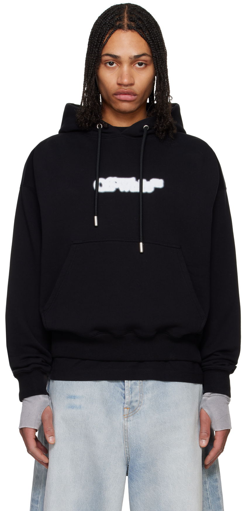Pulover Off-White Off-White Spray Arrow Skate Hoodie Črna | OMBB085S25FLE00I1001
