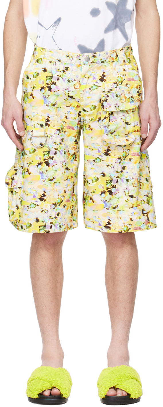 Kratke hlače Collina Strada Collina Strada Puzzle Flower Cargo Shorts Rumena | MXX6410