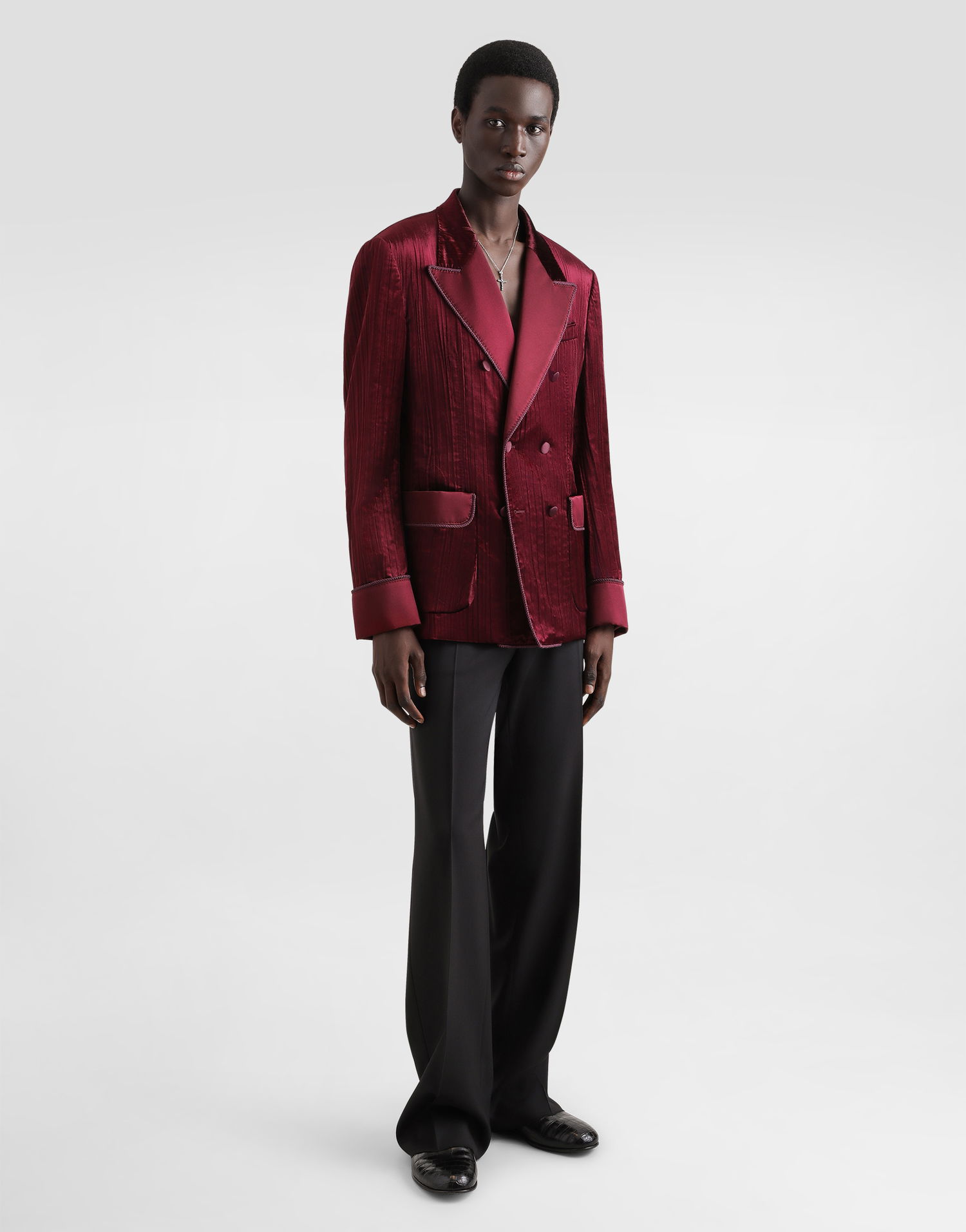 Jakna Dolce & Gabbana Double-breasted Velvet Jacket Bordo | G2UO2TFUWEPF0130, 1