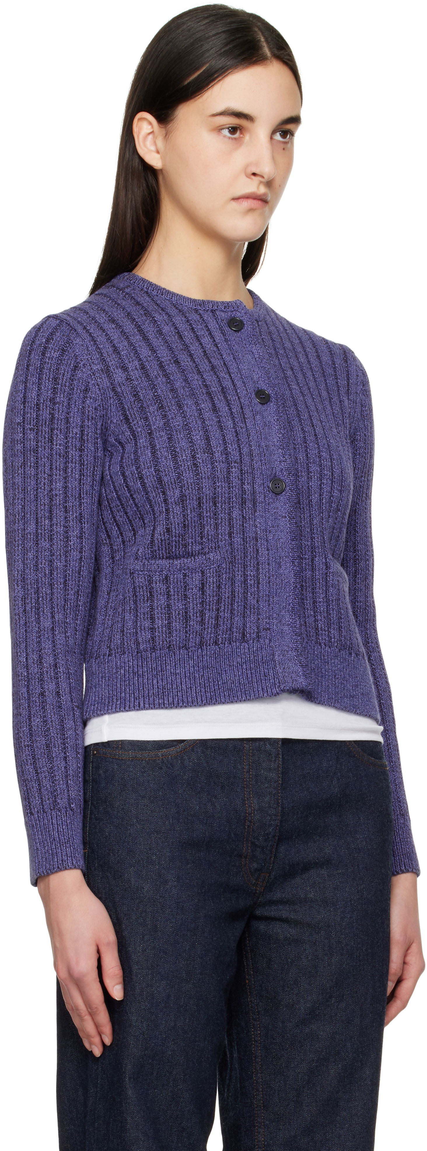 Pleteni pulover JW Anderson JW Anderson Cropped Buttoned Cardigan Lila | KW1356-YN0410, 1