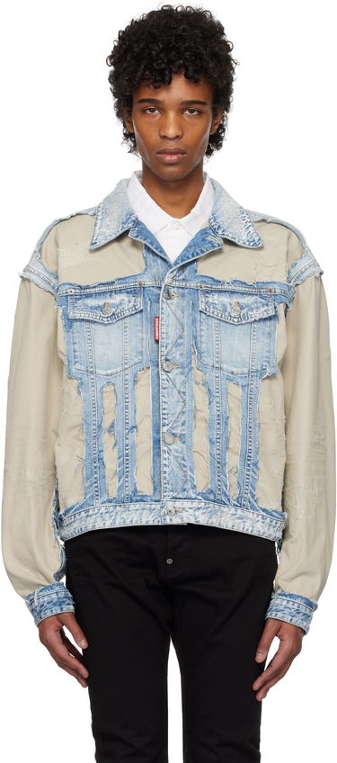 Jakna DSQUARED2 Dsquared2 Super Ripped Mixed Denim Jacket Modra | S74AM1547_S30309, 0