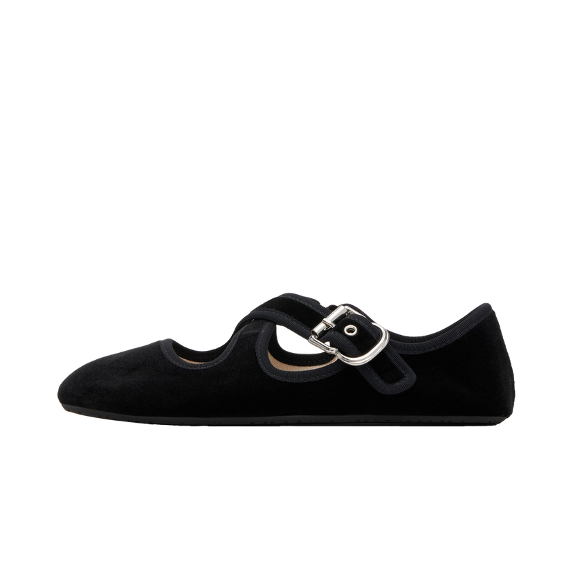 Superge in čevlji Alaïa ALAÏA Criss Cross Velvet Ballerina Flats Črna | AA3A046TK059
