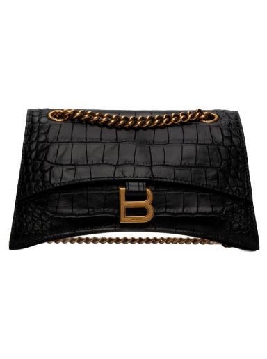 Torba za čez ramo Balenciaga Croc Embossed Small Crush Shoulder Bag Črna | 716351 210IX