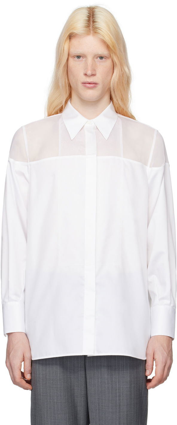 Srajce Helmut Lang Sheer Yoke Shirt Bela | N09HW504