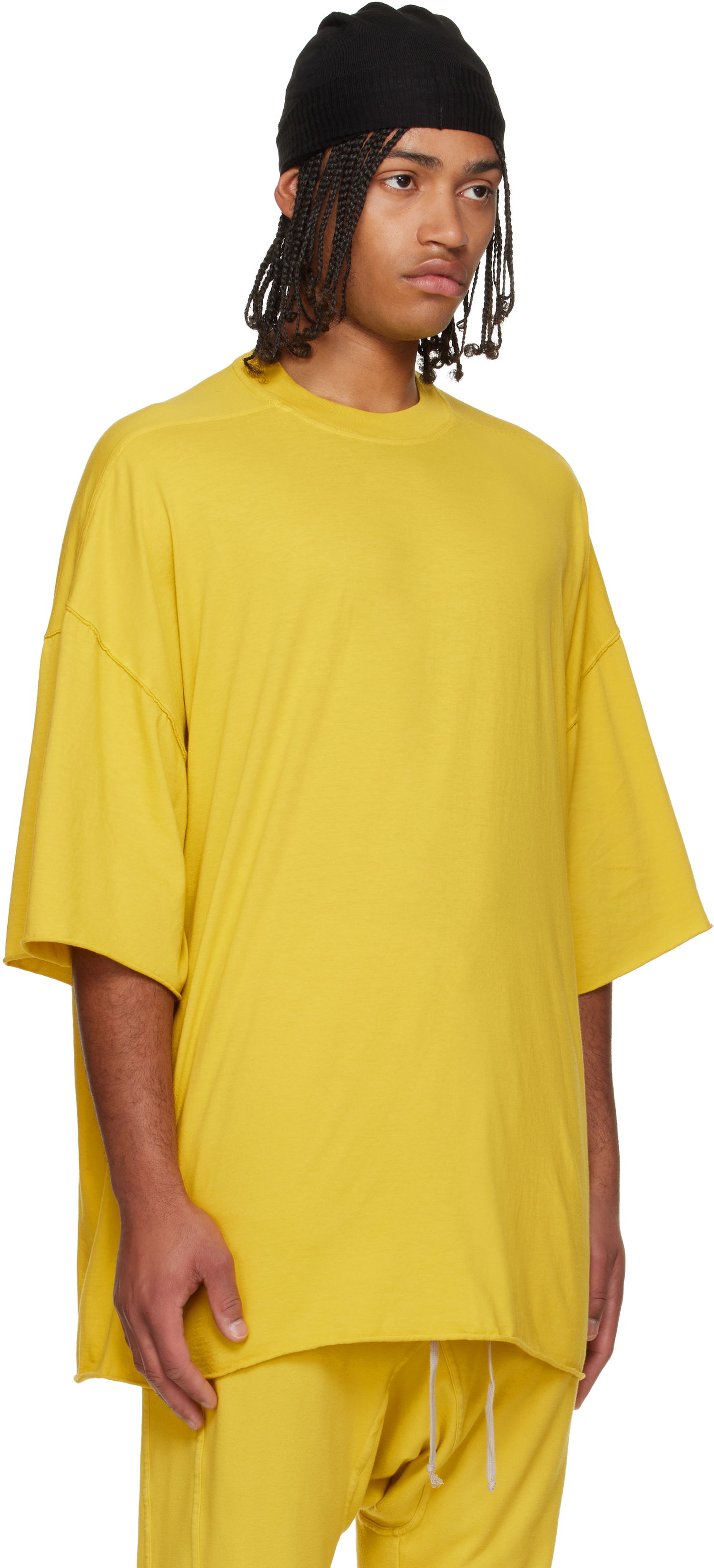 Majica Rick Owens Concordians Tommy Oversized Raw-Edge Short Sleeve T-shirt Rumena | DU02E7259 RN, 1
