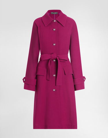 Plašči Dolce & Gabbana Dolce & Gabbana Single-Breasted Wool Crepe Coat with Belt Roza | F0GHETFU2TZR0718, 0