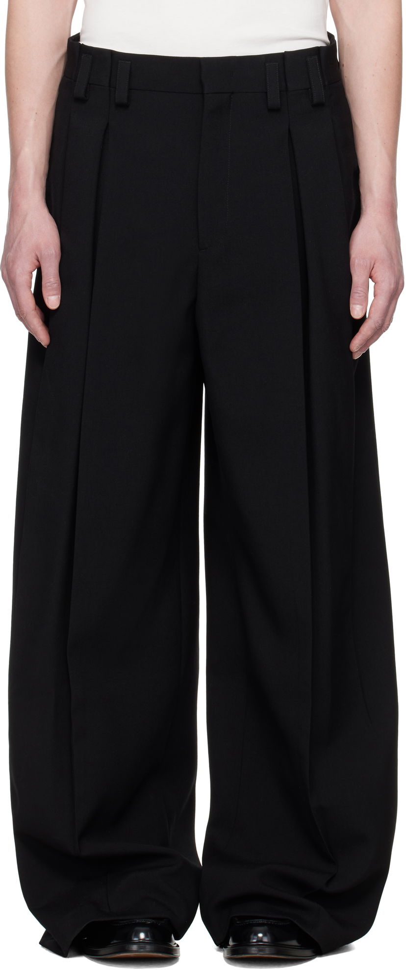 Hlače Jil Sander Jil Sander Wool Pleated Trousers Črna | J21KA0265_J40160