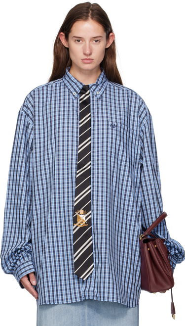 Srajce VETEMENTS Vetements Tie Gingham Shirt Modra | UH76SH280CN, 0