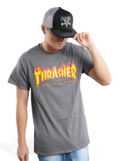Majica Thrasher Flame Logo Tee Siva | 110102