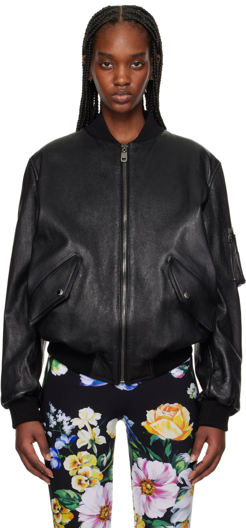 Bomber jakna Dolce & Gabbana Dolce&Gabbana Nappa Leather Bomber Jacket Črna | F9S37L HULQJ
