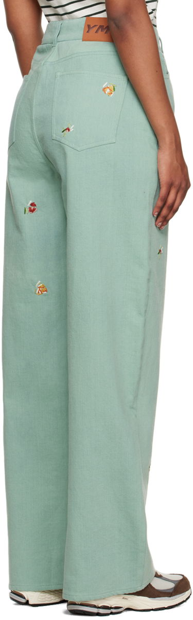 Kavbojke YMC YMC Embroidered Papa Jeans Zelena | Q4UAF, 2