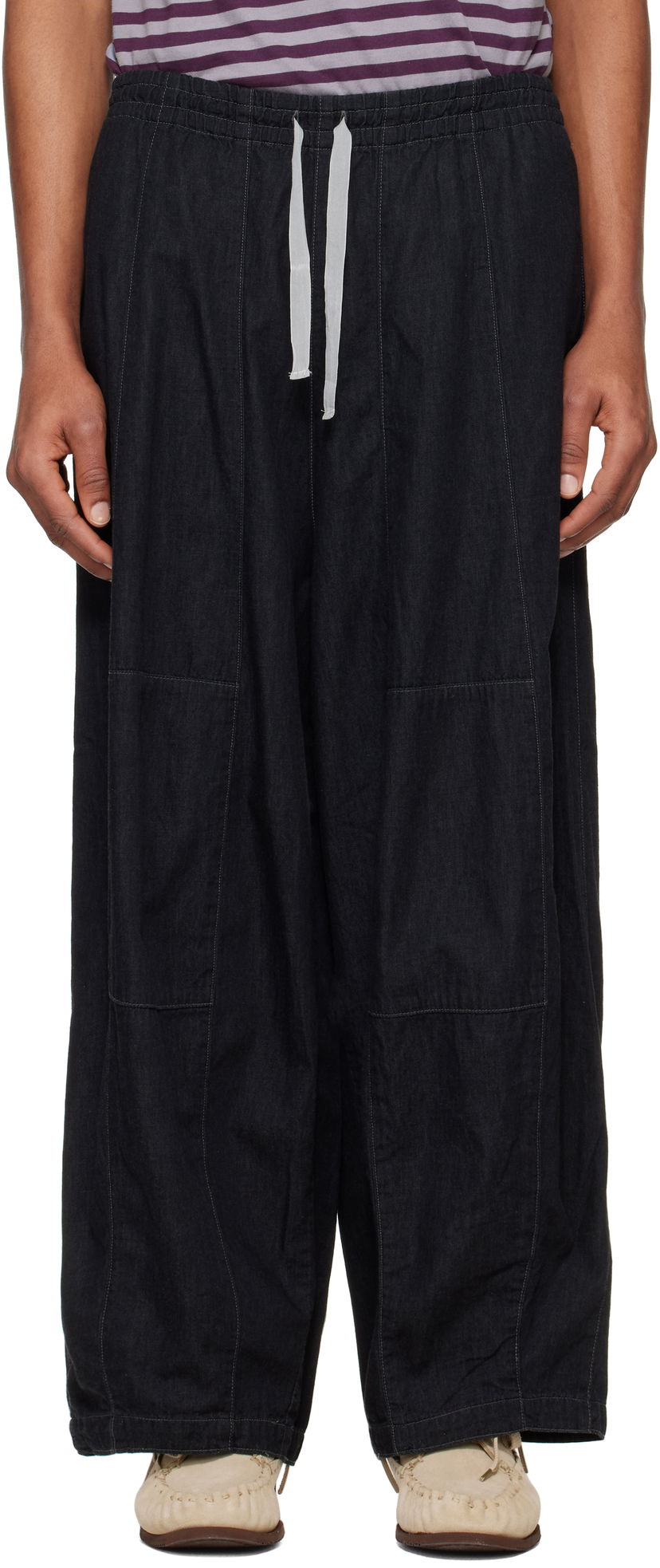 Hlače Needles NEEDLES H.D. Drawstring Wide-Leg Jeans Črna | QV156