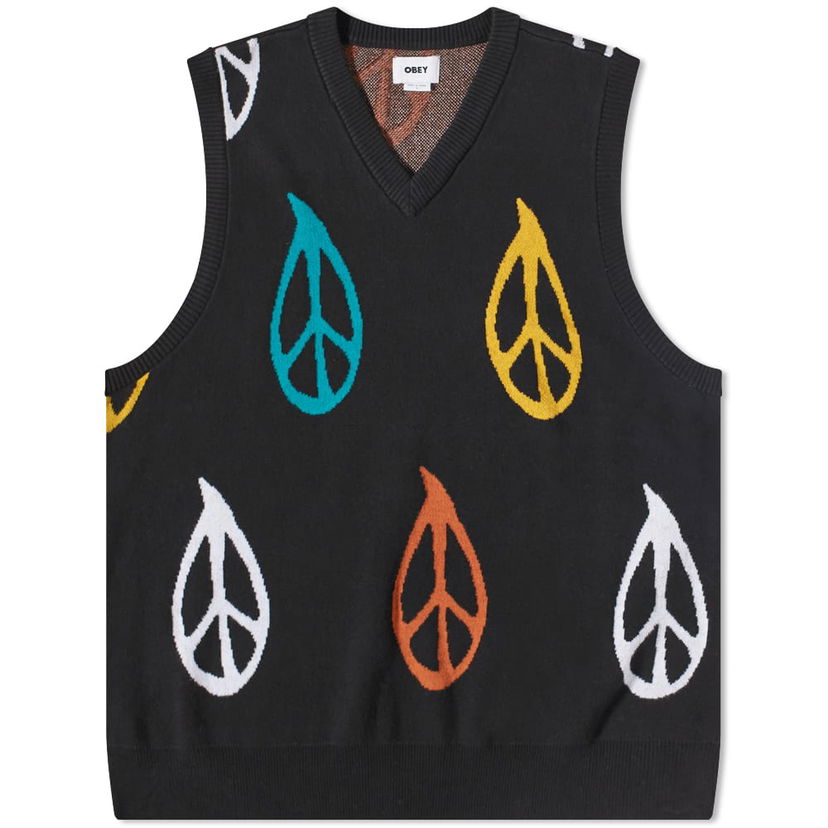 Pleteni pulover OBEY Obey Peaced Sweater Vest Črna | 151000059BKM