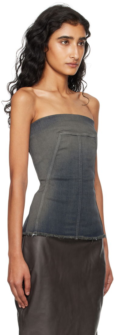 Majica brez rokavov Rick Owens Rick Owens Concordians Denim Bustier Top Siva | RP02E4127 SDKDEG, 1