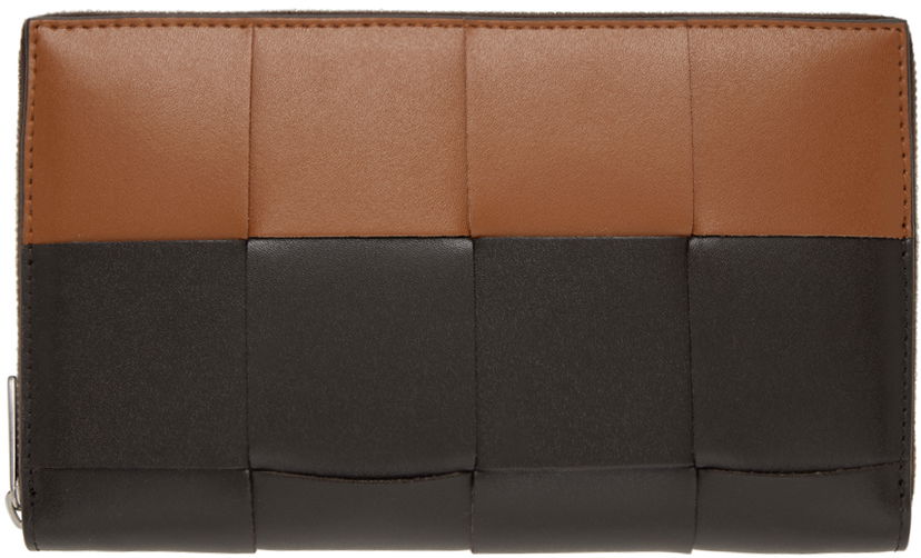 Denarnica Bottega Veneta Brown & Tan Cassette Zip Around Wallet Rjava | 748054V4HD3