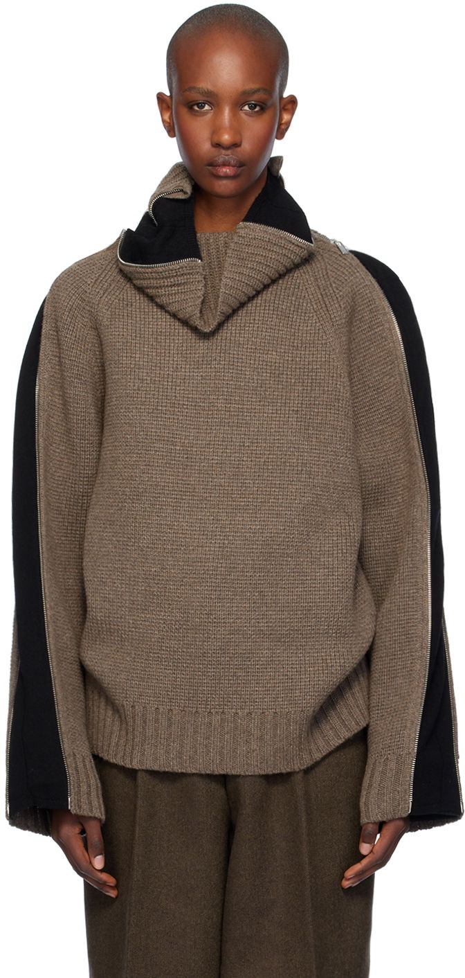 Pleteni pulover Helmut Lang Turtleneck Wool-Blend Sweater Rjava | O06HW797