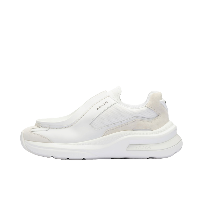 Superge in čevlji Prada Brushed Leather Bike Fabric Suede "White" Bela | 2EG424_3C37_F0009