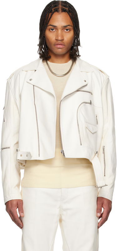 Jakna Rick Owens Concordians Cropped Jumbo Bauhaus Stooges Leather Jacket Bela | RU02E1770 LBH, 0