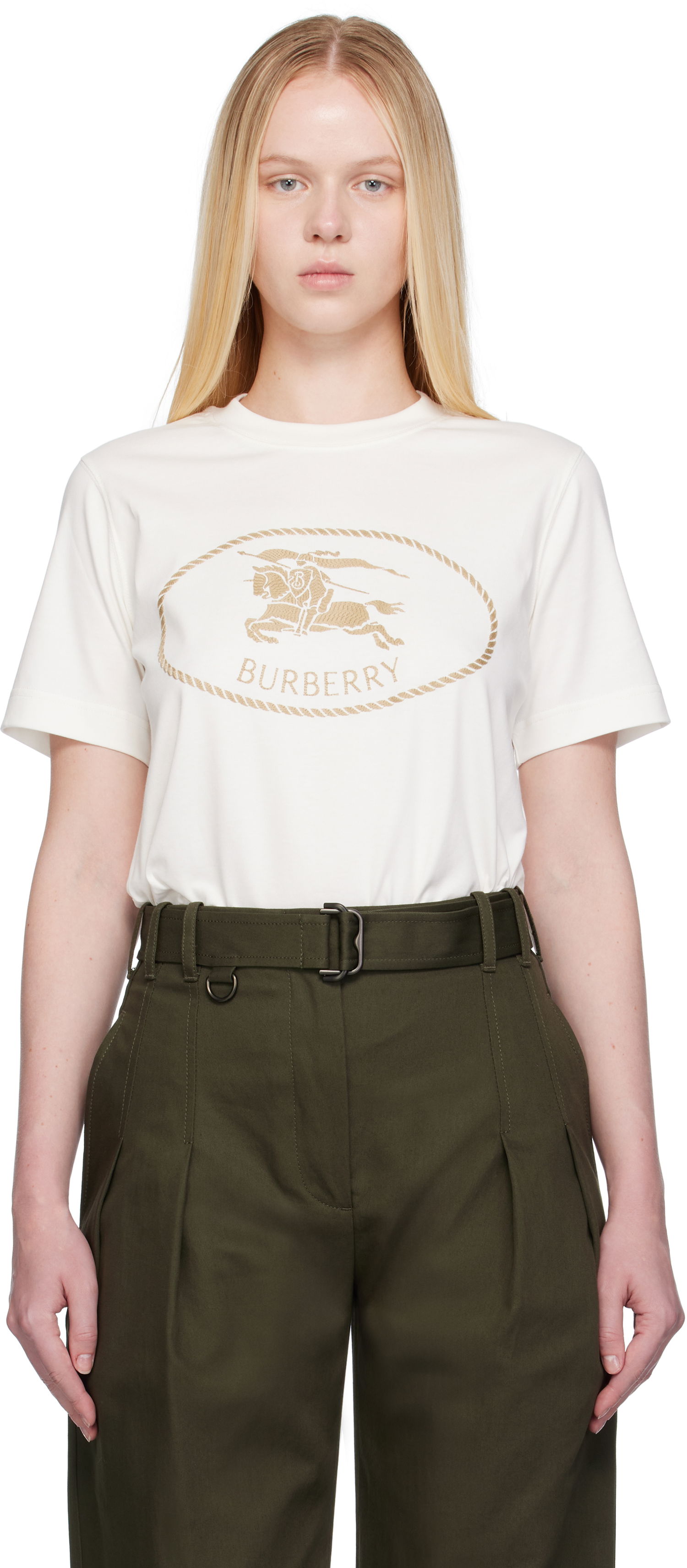 Majica Burberry Burberry Knight Stamp Cotton T-Shirt Bela | 8109817, 0