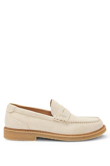 Modni dodatki BOSS Suede Moccasins with Crepe Outsole Bež | 50541772, 1