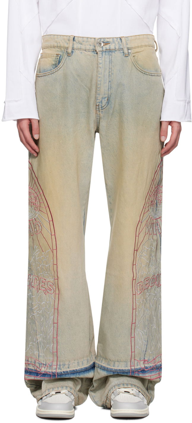 Kavbojke Who Decides War Faded Embroidered Loose Fit Jeans Večbarvna | 1120700009SS24