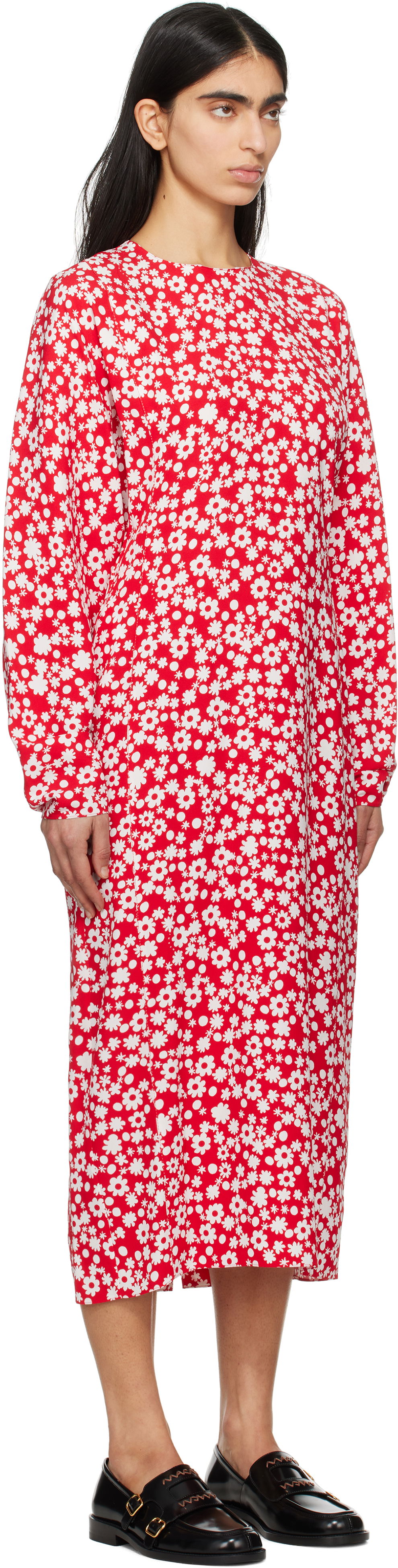 Obleke Marni Marni Pop Fields Midi Dress Rdeča | ABMA1360S0 UTVA45, 1