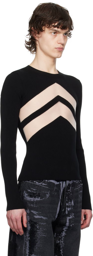 Pleteni pulover Jean Paul Gaultier Jean Paul Gaultier 'The Chevrons' Fitted Sweater Črna | 25/33-F-TO265-M085-00, 1