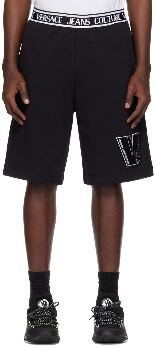 Kratke hlače Versace Couture Black V-Patch Shorts Črna | E76GADG04_ECF01G, 0