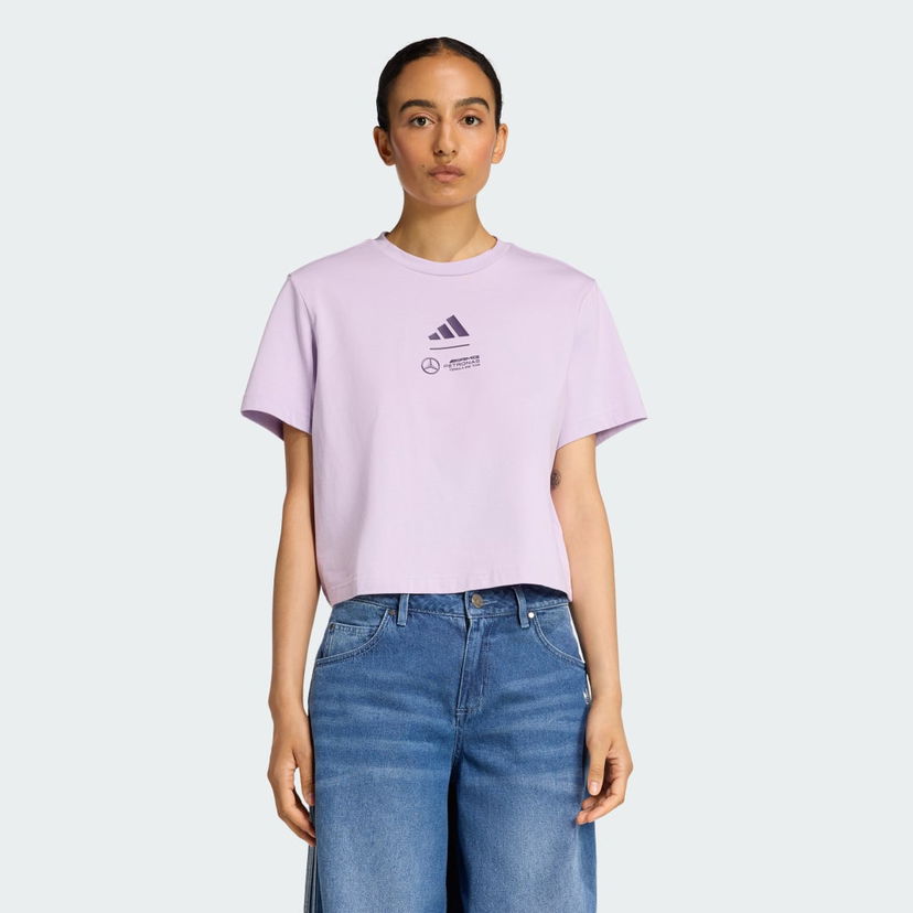 Krop-top adidas Performance Cropped T-Shirt MERCEDES - AMG PETRONAS FORMULA ONE TEAM Lila | JX8816
