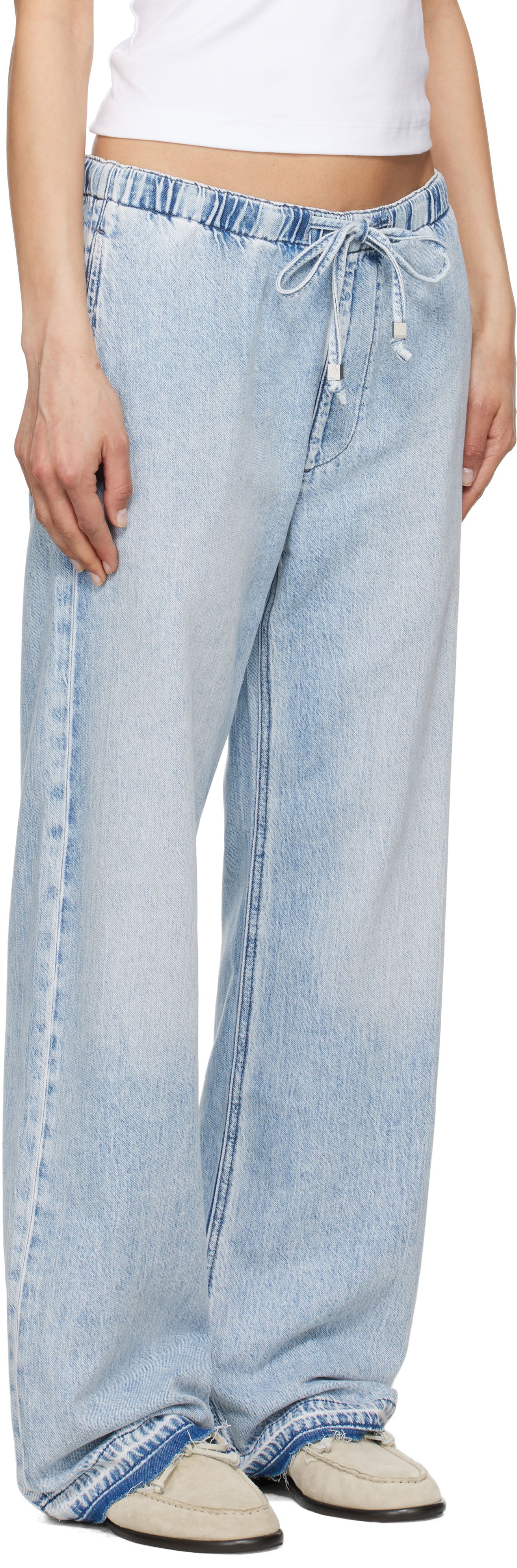 Kavbojke rag & bone rag & bone Logan Ultra Featherweight Wide-Leg Jeans Modra | WDD25S7009UFKI, 1