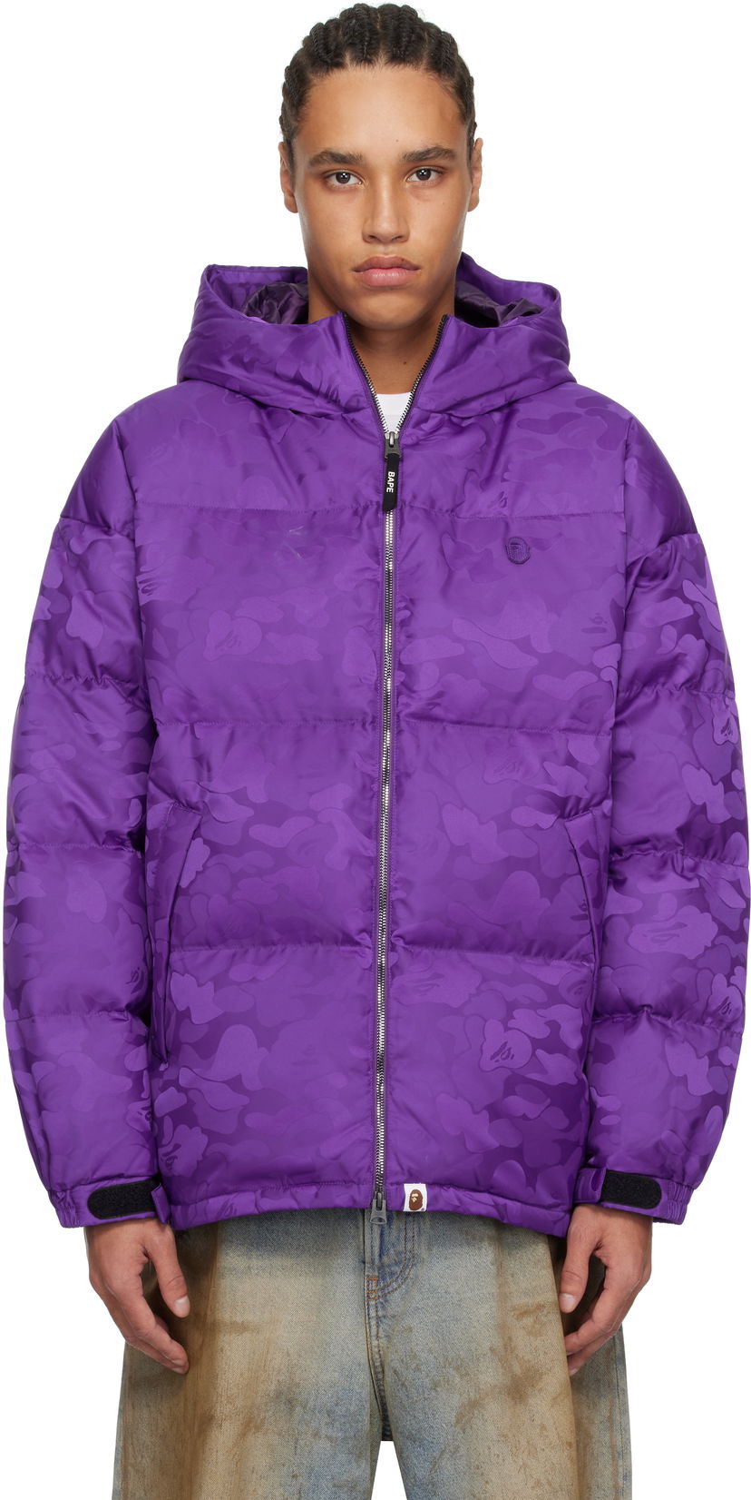 Puhovka BAPE A Bathing Ape Camo Jacquard Down Jacket Lila | 001DNK801001M