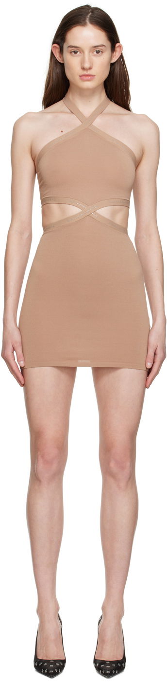Obleke Alexander Wang Alexander Wang Halter Mini Dress Bež | 4KC1236038