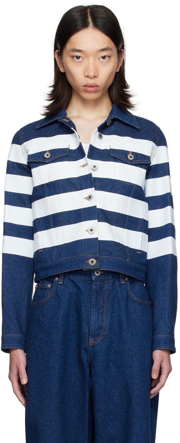 Jakna Jean Paul Gaultier Gaultier 'The Marinière' Striped Denim Jacket Mornarica | 24/30-F-VE071IP-D017-5501