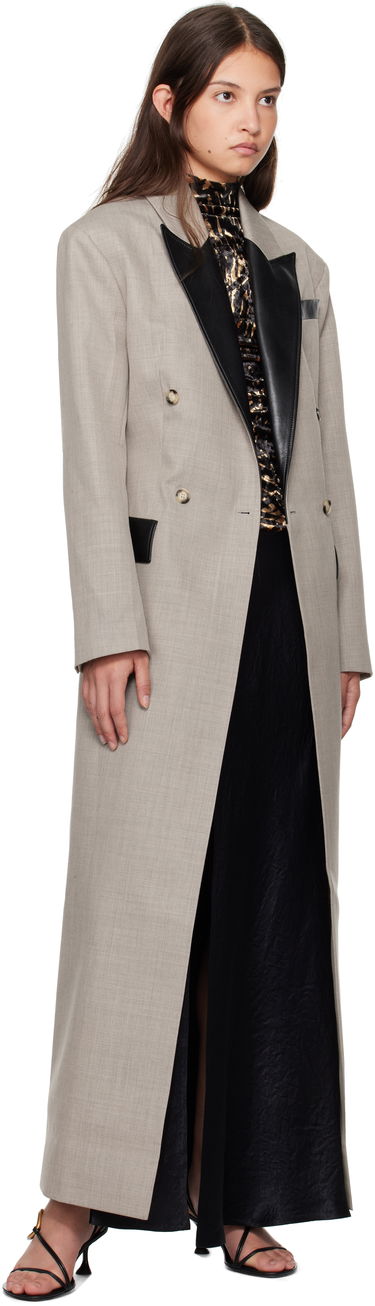 Plašči Nanushka Nanushka Ferris Double-Breasted Long Coat Siva | NW24FWOW36970, 3