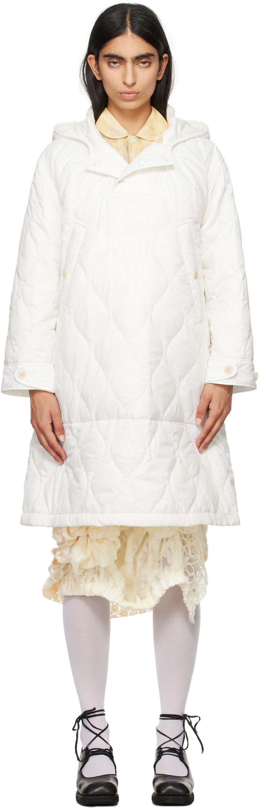 Puhovka Comme des Garçons Comme Des Garcons Quilted Hooded Coat Bela | TN-O013-051