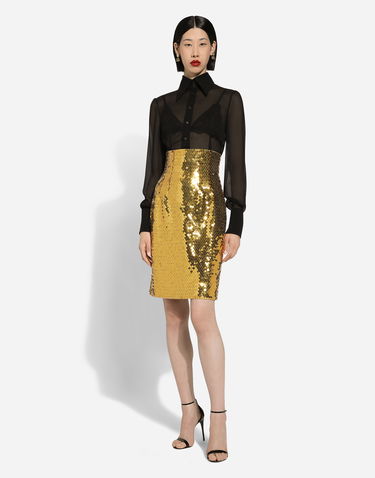 Krila Dolce & Gabbana High-waisted Sequined Midi Skirt Rumena | F4CRETHLMYDA0893, 1