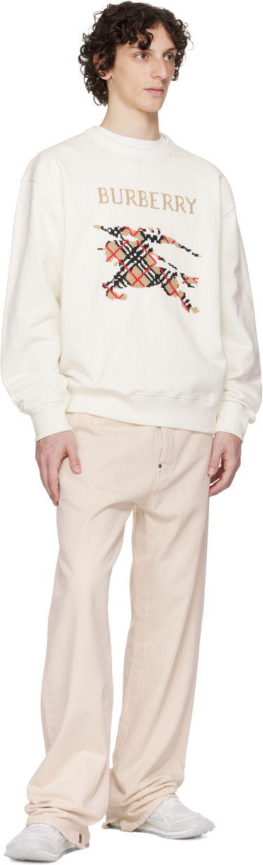 Pulover Burberry Burberry Intarsia EKD Sweatshirt Bela | 8110547, 3