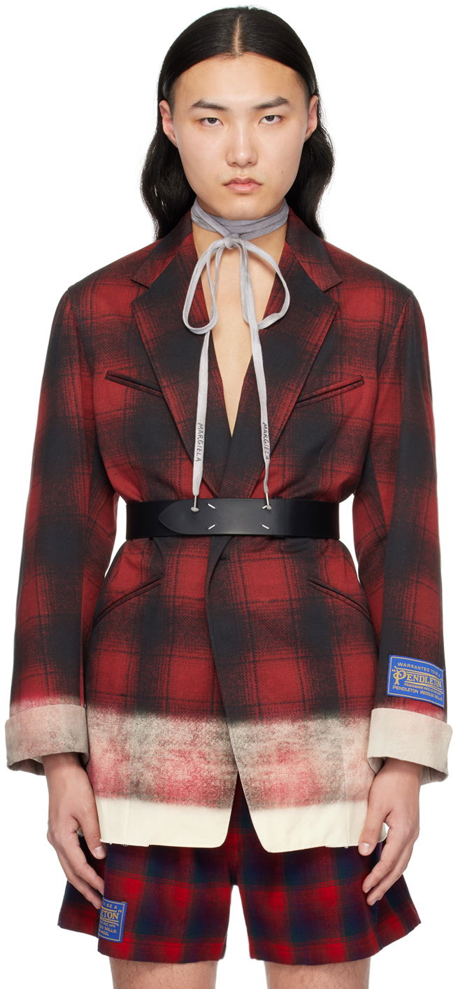 Srajce Maison Margiela Contrast Plaid Blazer Rdeča | S50BN0515 M35005