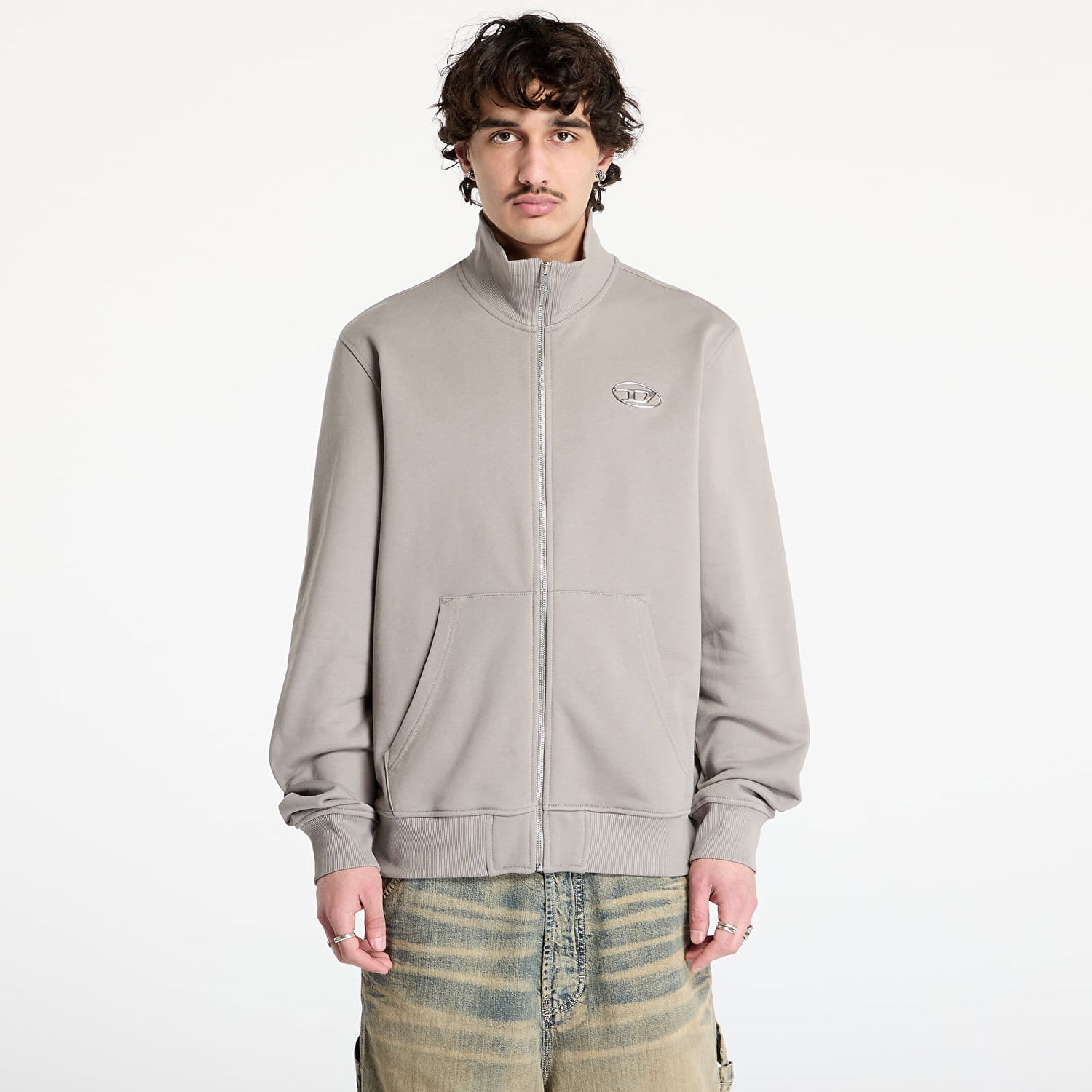 Pulover Diesel Diesel S-Ginni-Zip-Od Sweatshirt Siva | A11439_0BMBJ Frost Gray, 0