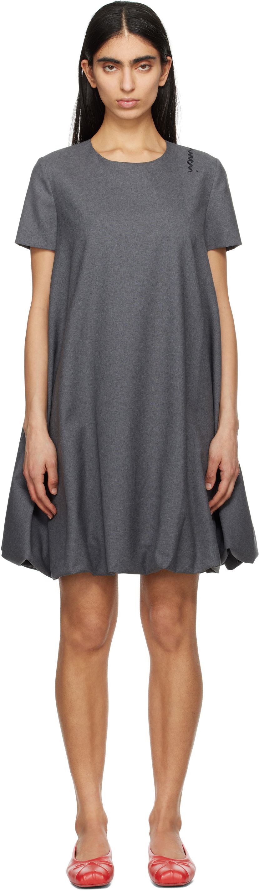 Obleke Marni Marni Wool Mini Dress Siva | ABMA1361U0 TW839