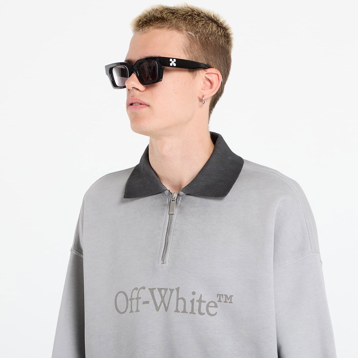 Pulover Off-White Off-White Laundry Fleece Polo Sweatshirt Siva | OMAD00NF25FLE0061212, 1
