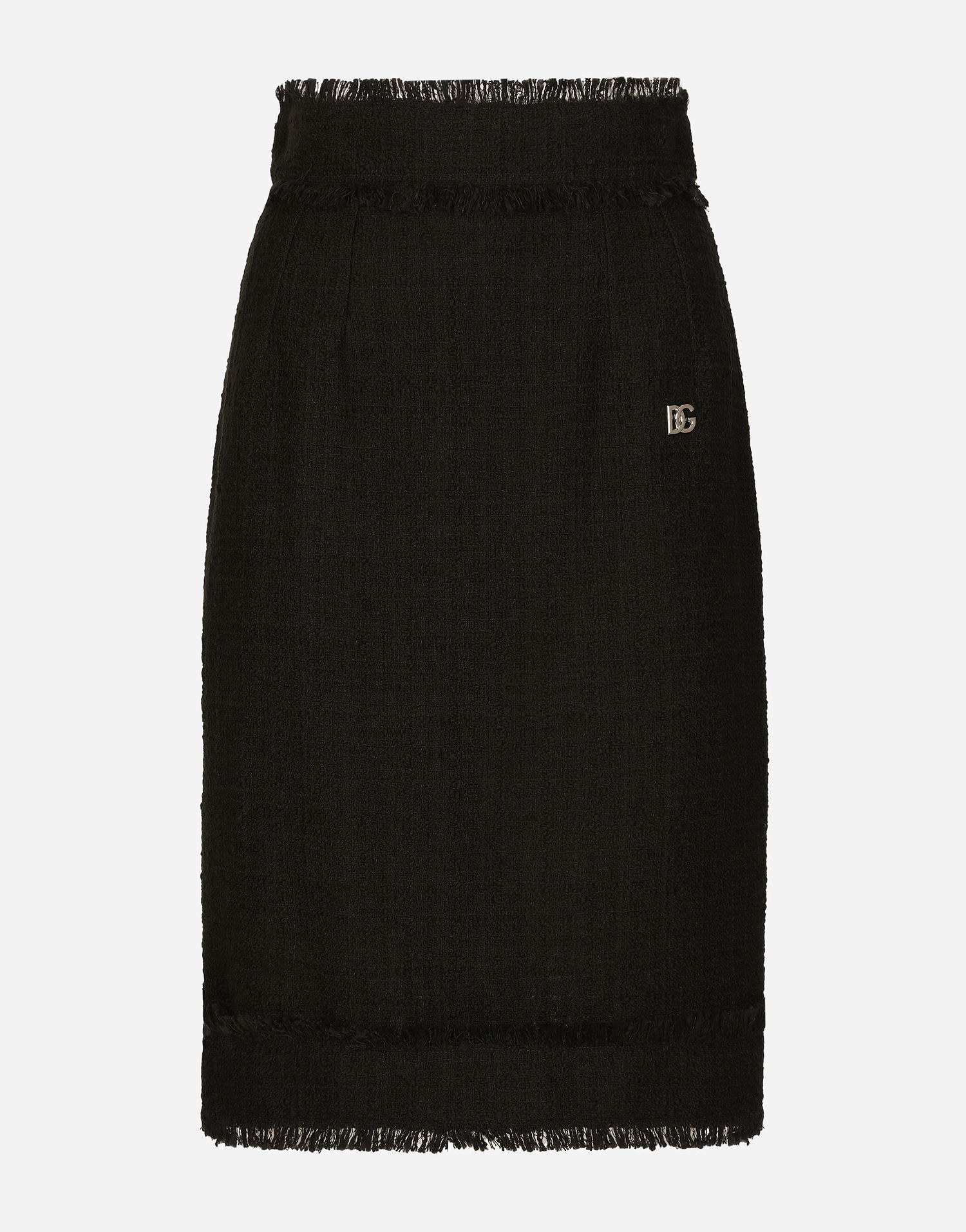 Krila Dolce & Gabbana Tweed Midi Skirt With Logo Črna | F4CTCTFMTACN0000, 0