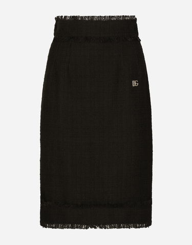 Krila Dolce & Gabbana Tweed Midi Skirt With Logo Črna | F4CTCTFMTACN0000, 0