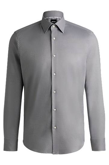 Srajce BOSS Easy-Iron Structured Stretch Cotton Shirt, Regular Fit Siva | 50489830