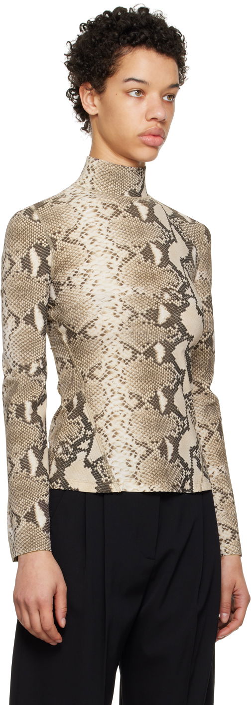 Majica Stella McCartney Stella McCartney Python Print Long Sleeve T-Shirt Bež | 6J01903SPX60, 1