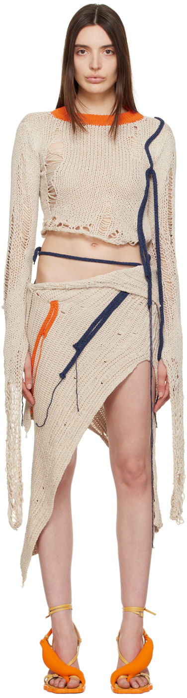 Krila Ottolinger Ottolinger Distressed Knit Top Bež | 705101