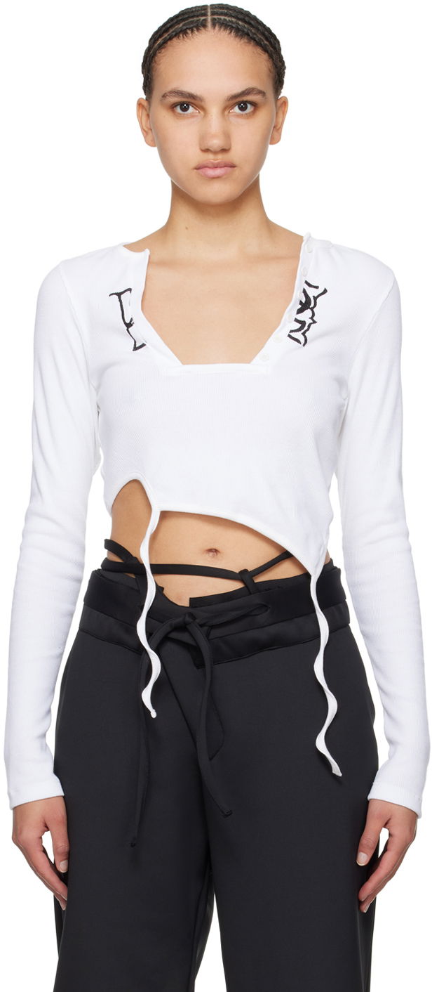 Majica Ottolinger Ottolinger Asymmetric Long Sleeve T-Shirt Bela | 408101